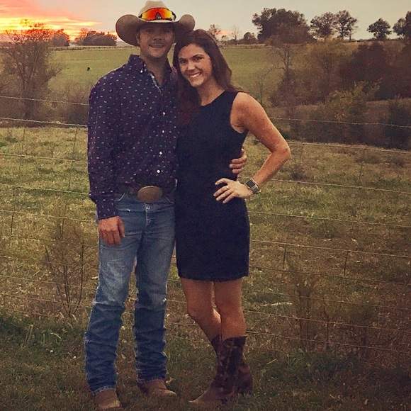 Navy Blue Dress with Lace Overlay - Picture 5 of 5